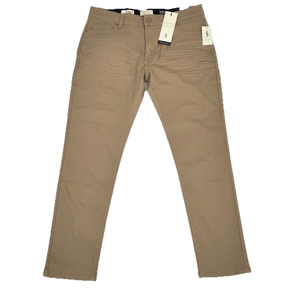 Scott James Khaki Pants Jeans stretch Mens size 36x30 Slim Fit 5 Pocket Classic